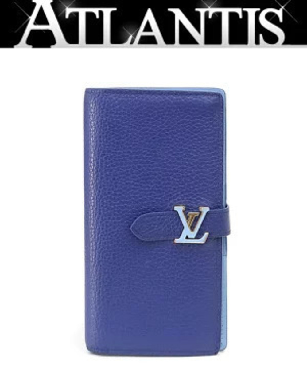Louis Vuitton Vertical Wallet Capucines Bi fold Taurillon Leather Blue